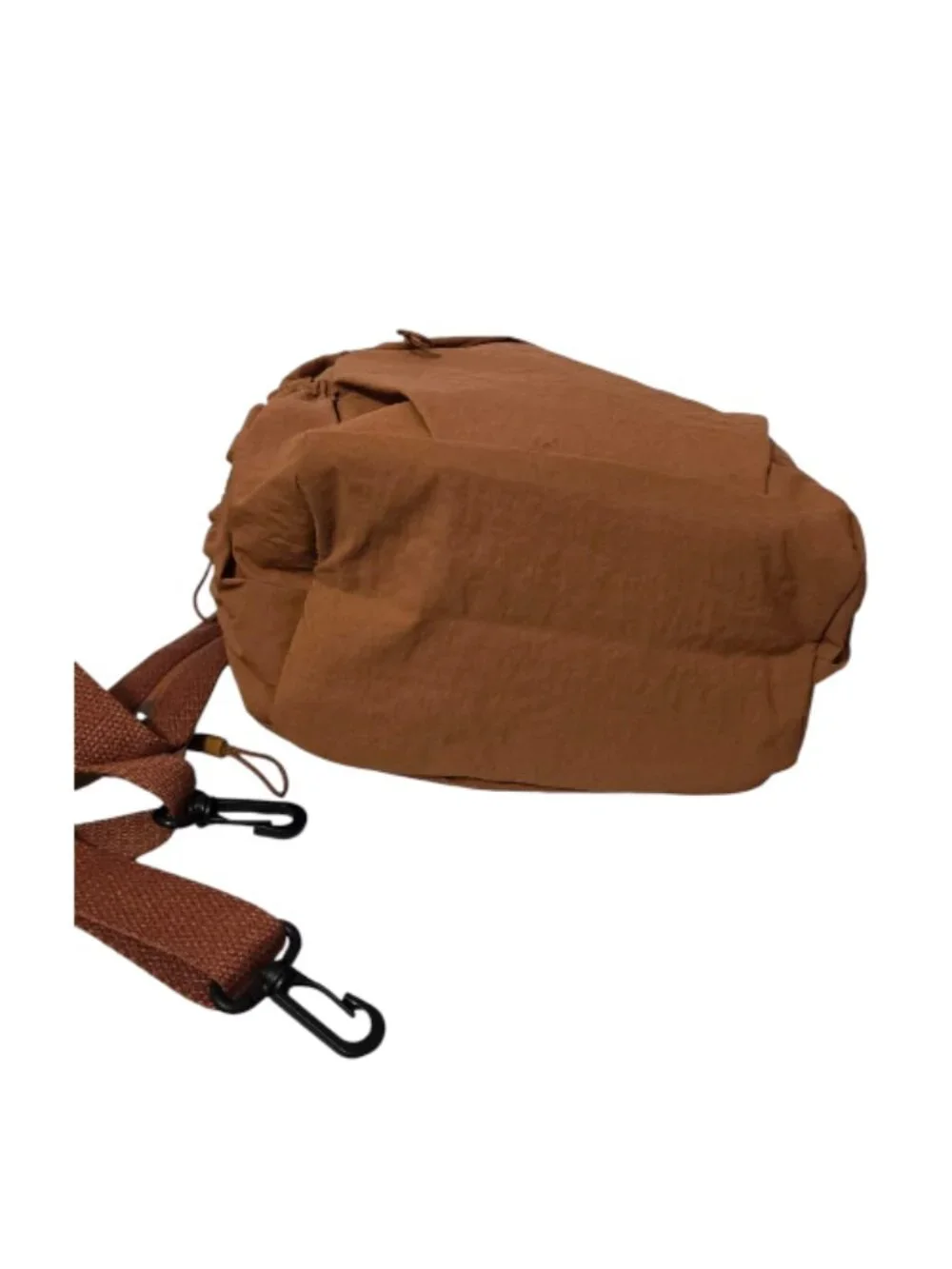 Nylon Convertible Backpack Sling Bag Casual Brown Mini Travel Daypack Adjustable
